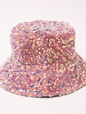 Pink Sequin Bucket Hat